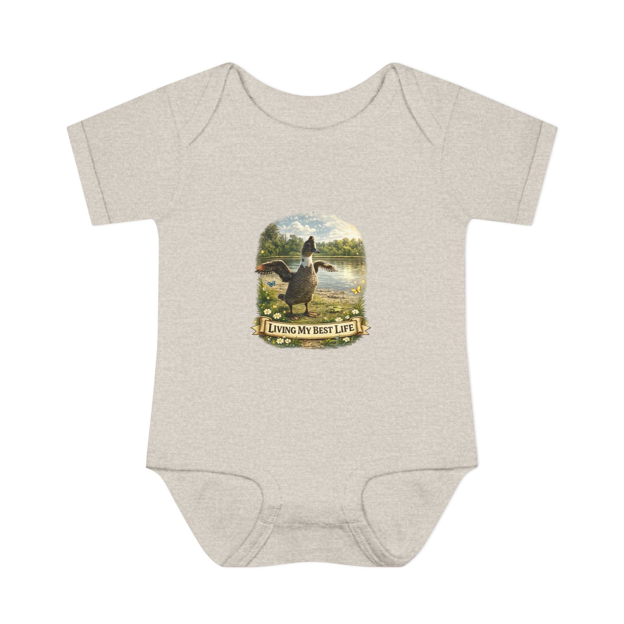 Baby Bodysuit - "Living My Best Life" Duck Nursery Onesie, Cute Outdoor Wildlife Infant Gift