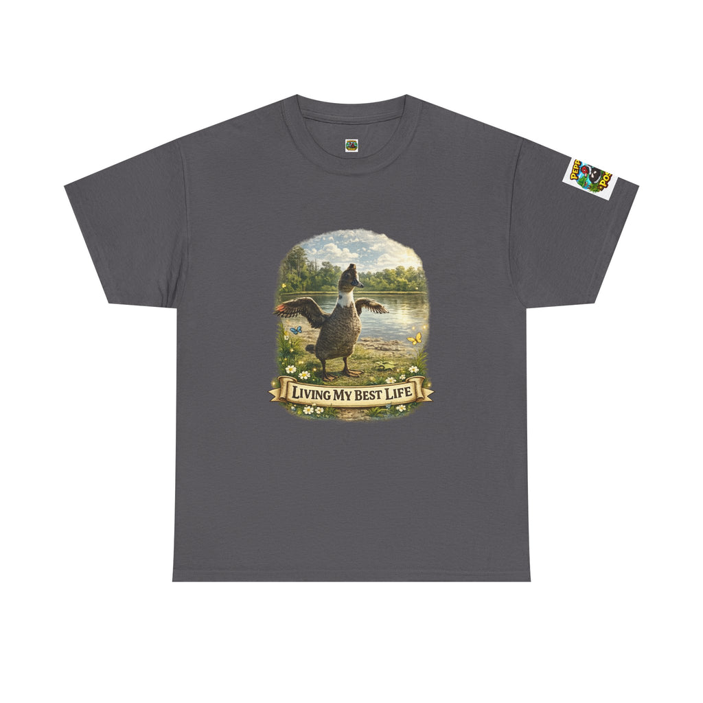 T-Shirt — 'Living My Best Life' Duck Graphic Tee (Nature, Outdoors, Animal Lover)