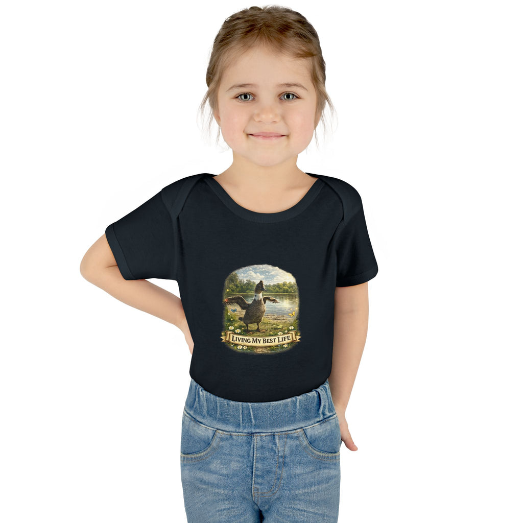 Baby Bodysuit - "Living My Best Life" Duck Nursery Onesie, Cute Outdoor Wildlife Infant Gift