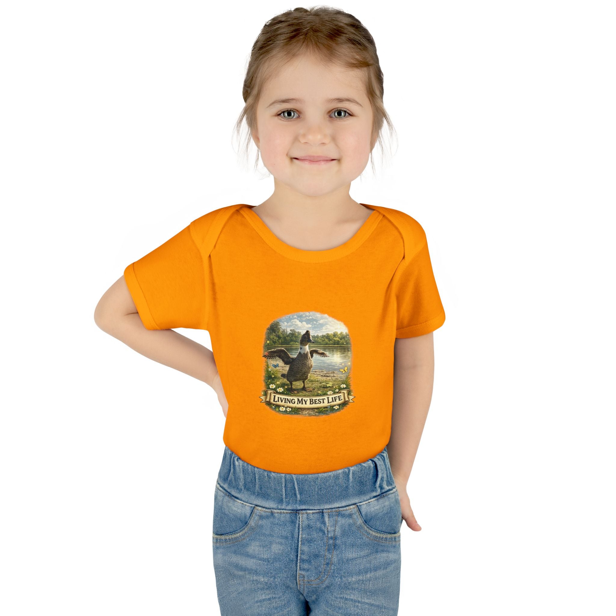 Baby Bodysuit - "Living My Best Life" Duck Nursery Onesie, Cute Outdoor Wildlife Infant Gift
