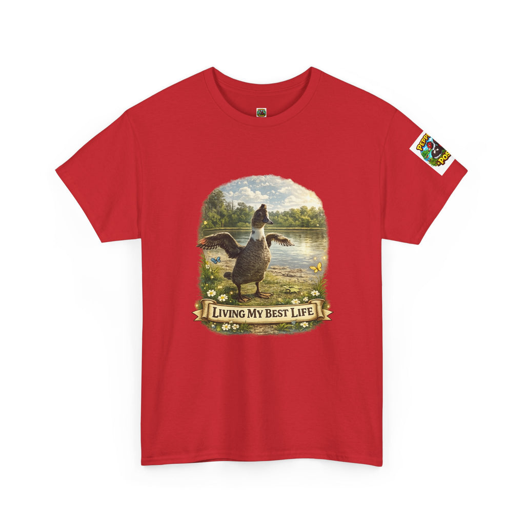 T-Shirt — 'Living My Best Life' Duck Graphic Tee (Nature, Outdoors, Animal Lover)