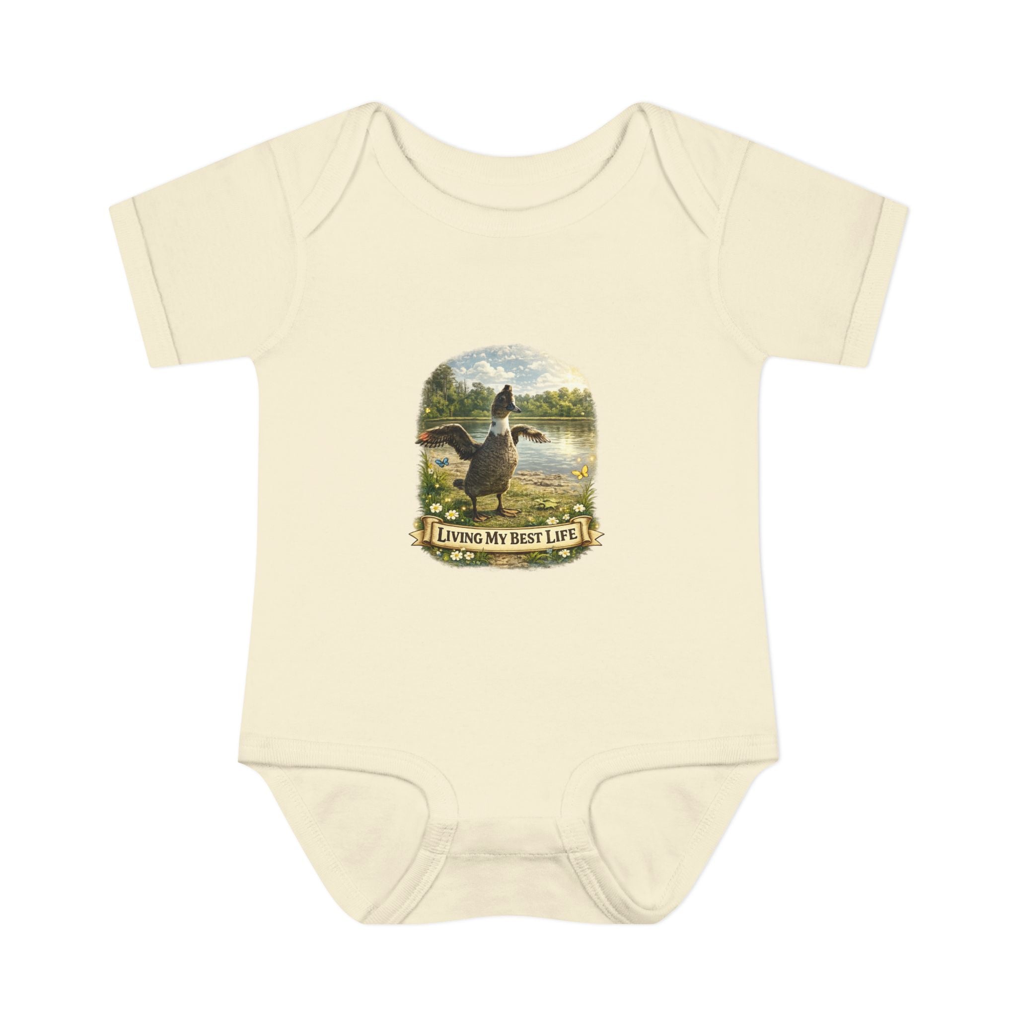 Baby Bodysuit - "Living My Best Life" Duck Nursery Onesie, Cute Outdoor Wildlife Infant Gift
