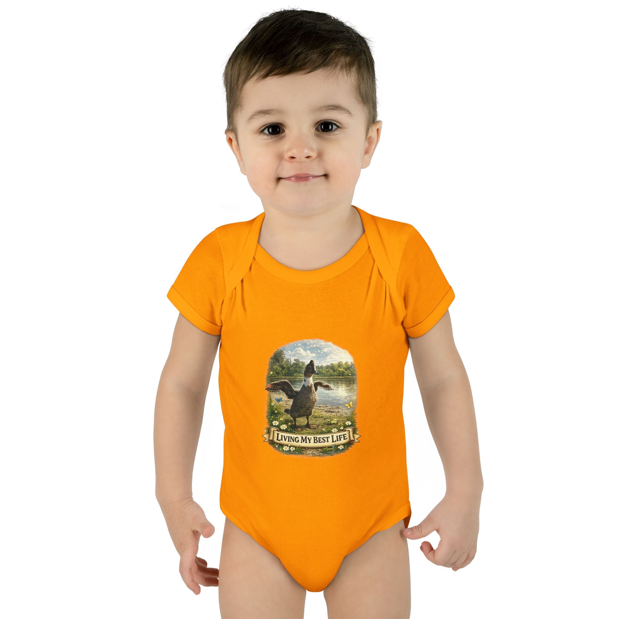 Baby Bodysuit - "Living My Best Life" Duck Nursery Onesie, Cute Outdoor Wildlife Infant Gift
