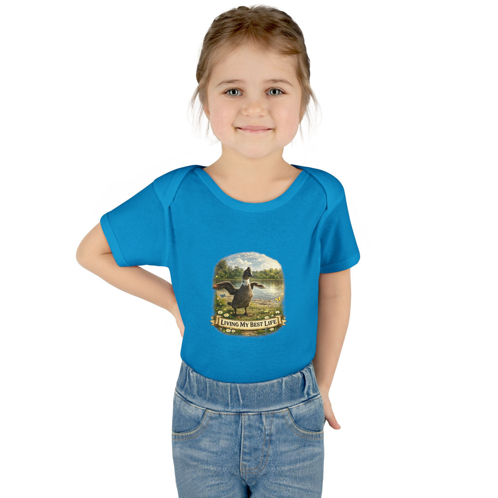 Baby Bodysuit - "Living My Best Life" Duck Nursery Onesie, Cute Outdoor Wildlife Infant Gift