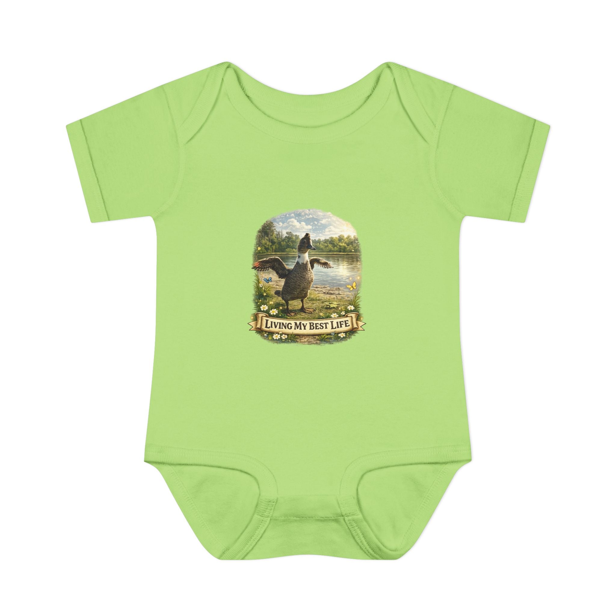 Baby Bodysuit - "Living My Best Life" Duck Nursery Onesie, Cute Outdoor Wildlife Infant Gift