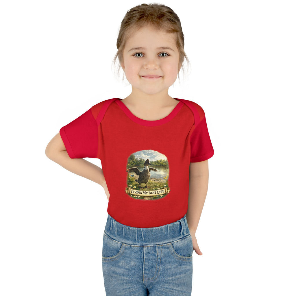 Baby Bodysuit - "Living My Best Life" Duck Nursery Onesie, Cute Outdoor Wildlife Infant Gift