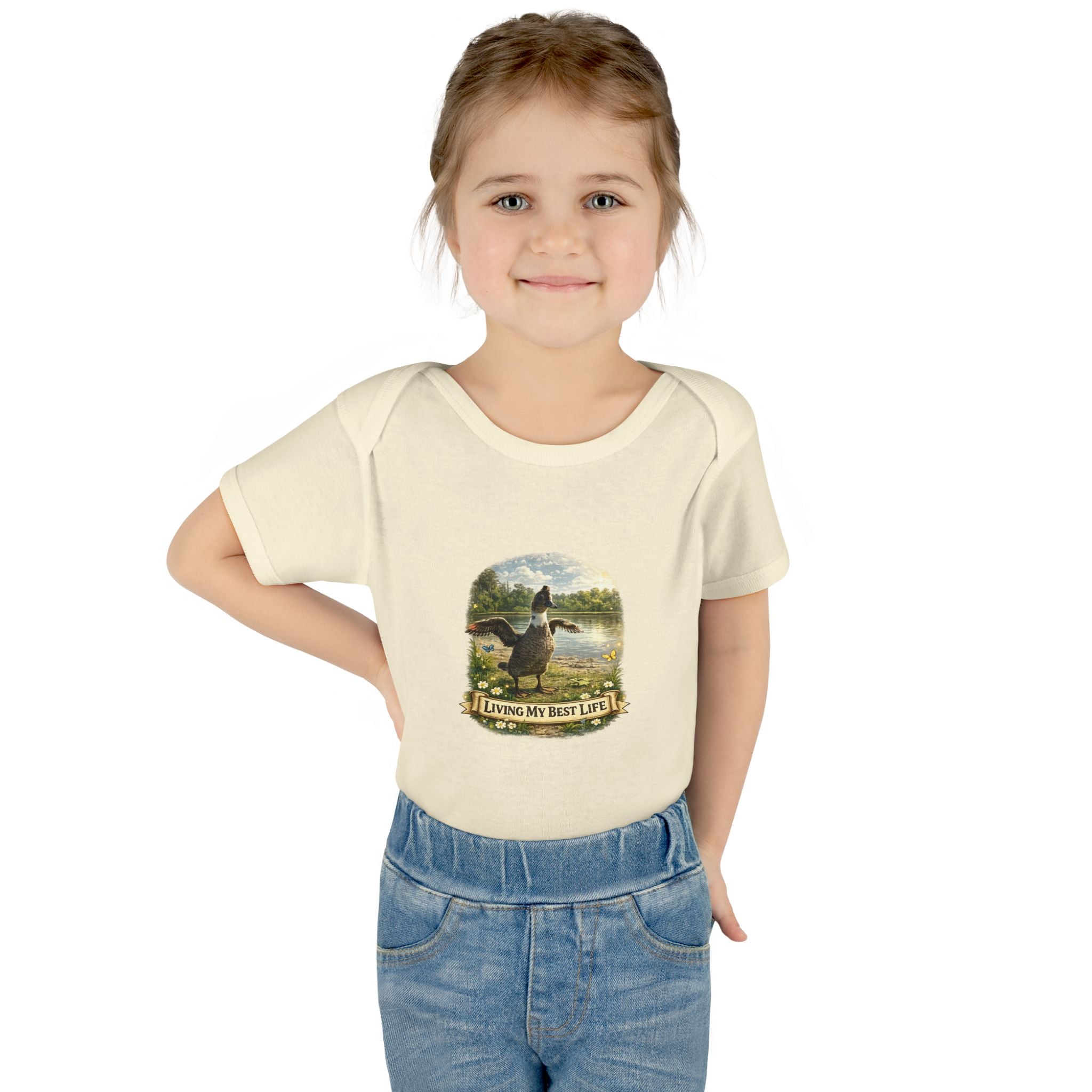 Baby Bodysuit - "Living My Best Life" Duck Nursery Onesie, Cute Outdoor Wildlife Infant Gift