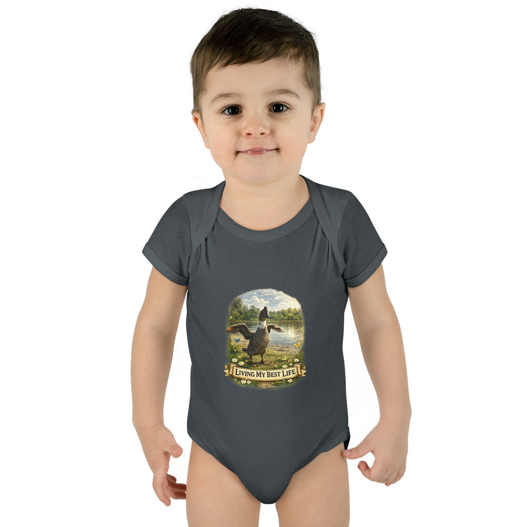 Baby Bodysuit - "Living My Best Life" Duck Nursery Onesie, Cute Outdoor Wildlife Infant Gift