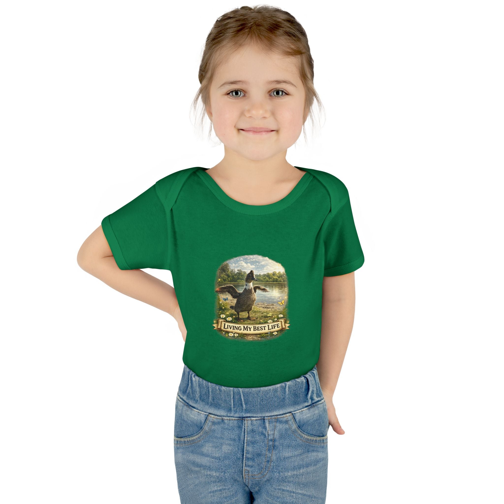 Baby Bodysuit - "Living My Best Life" Duck Nursery Onesie, Cute Outdoor Wildlife Infant Gift