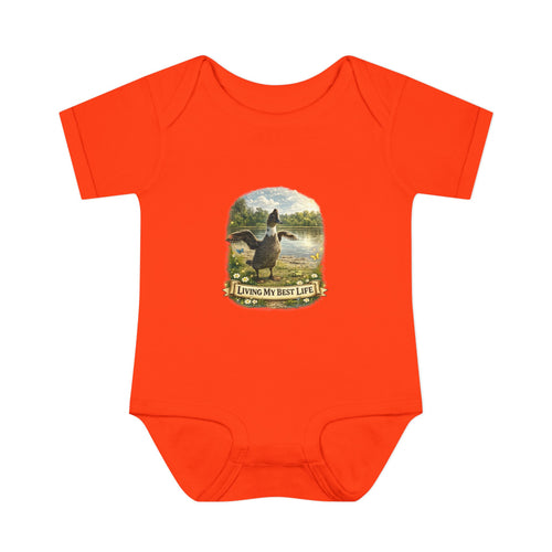 Baby Bodysuit - "Living My Best Life" Duck Nursery Onesie, Cute Outdoor Wildlife Infant Gift