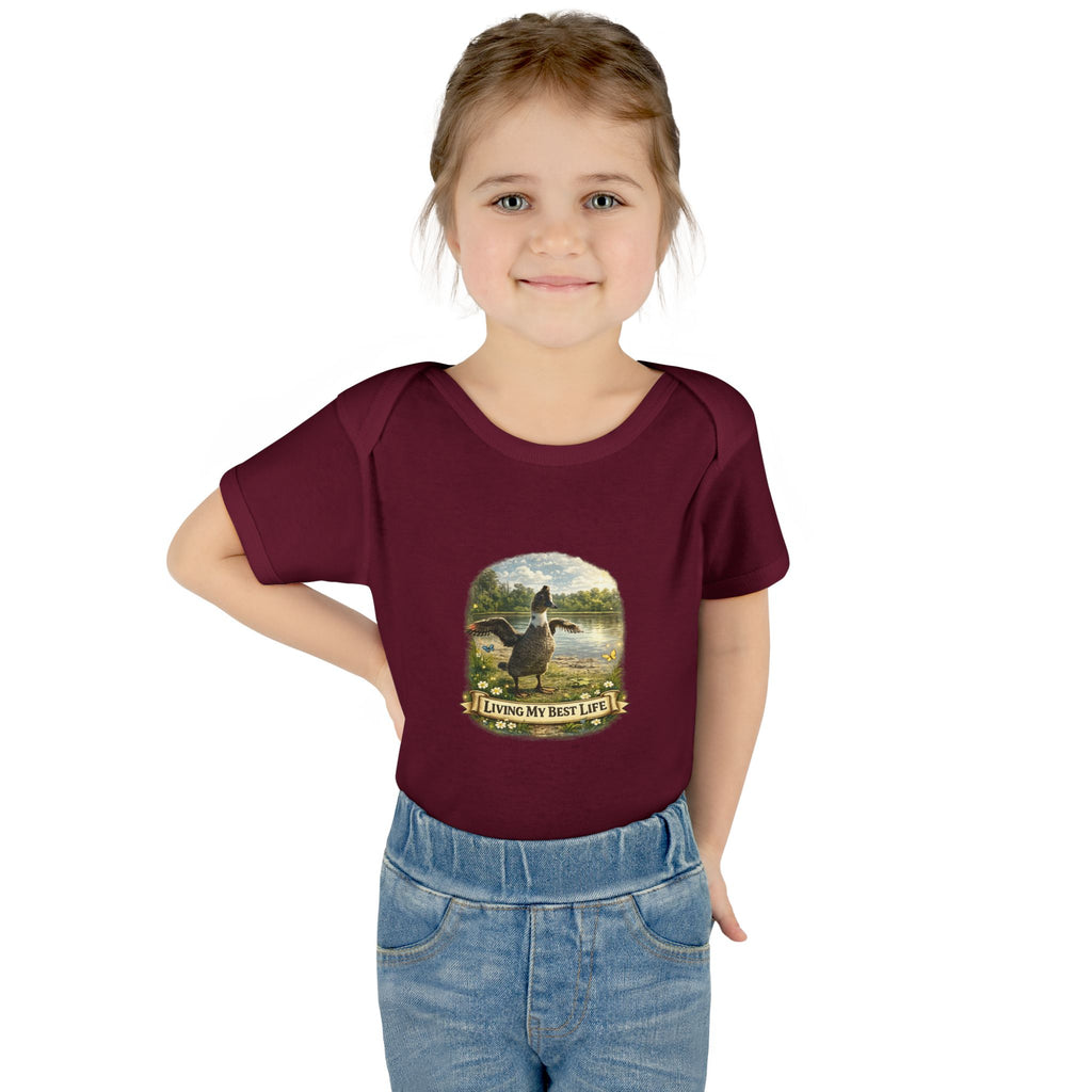 Baby Bodysuit - "Living My Best Life" Duck Nursery Onesie, Cute Outdoor Wildlife Infant Gift