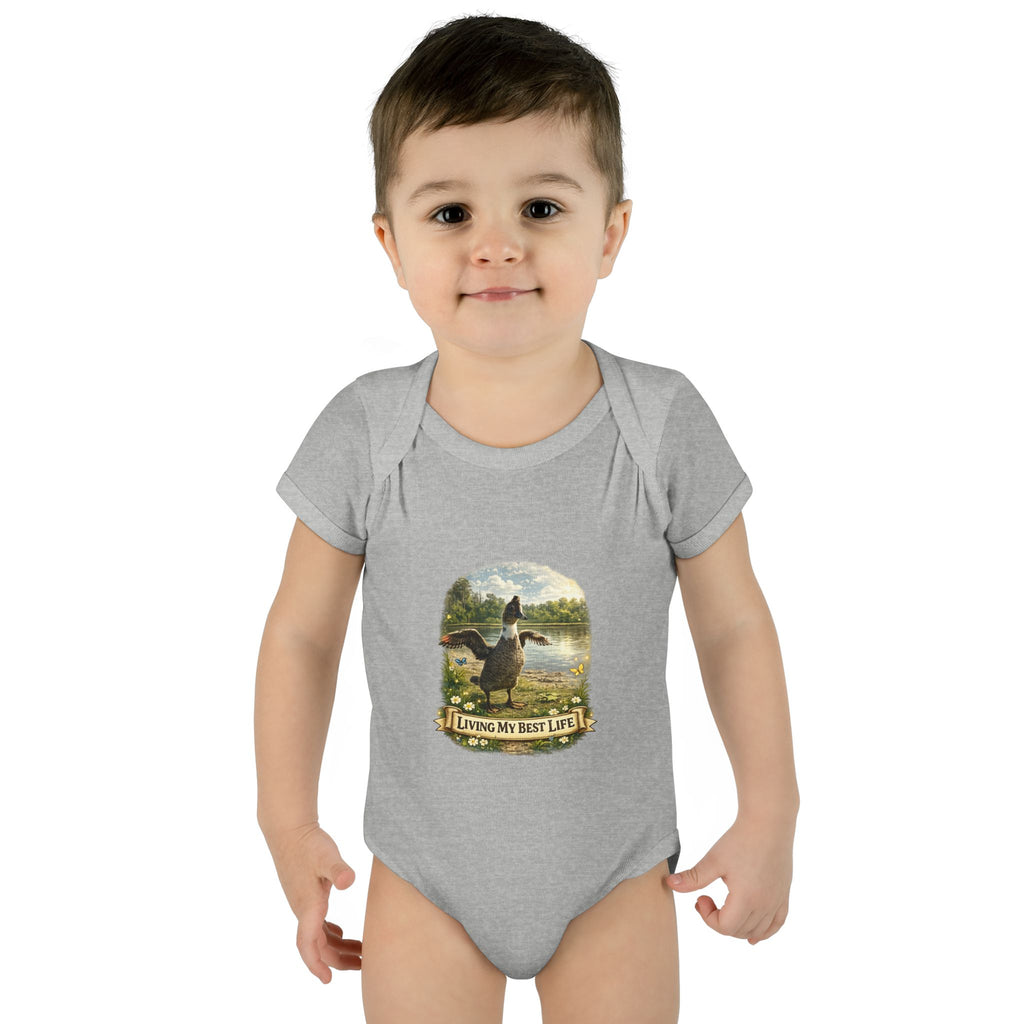 Baby Bodysuit - "Living My Best Life" Duck Nursery Onesie, Cute Outdoor Wildlife Infant Gift