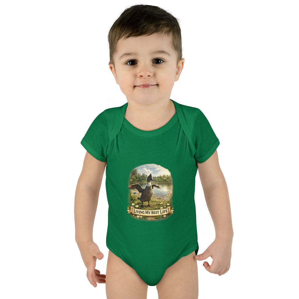 Baby Bodysuit - "Living My Best Life" Duck Nursery Onesie, Cute Outdoor Wildlife Infant Gift