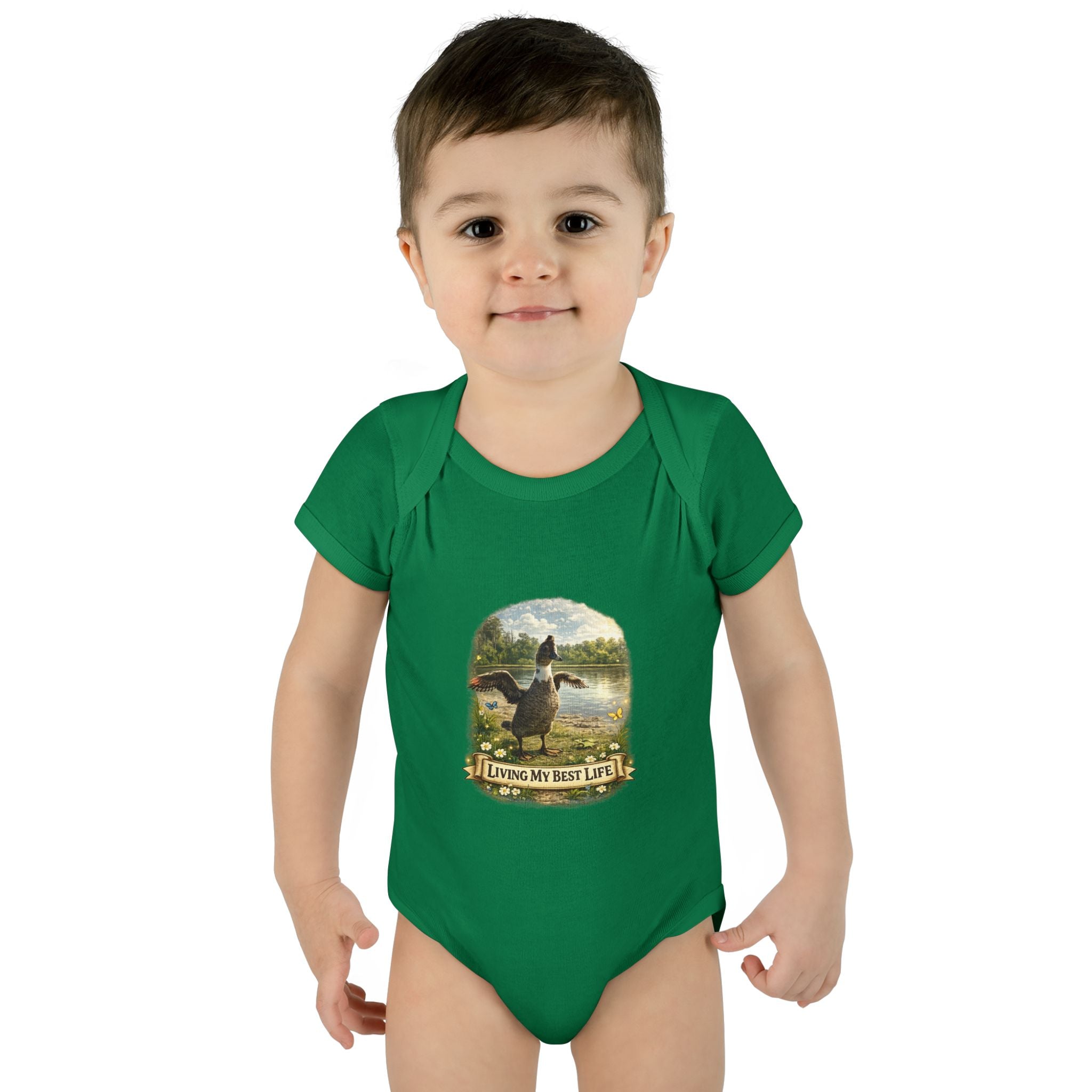 Baby Bodysuit - "Living My Best Life" Duck Nursery Onesie, Cute Outdoor Wildlife Infant Gift