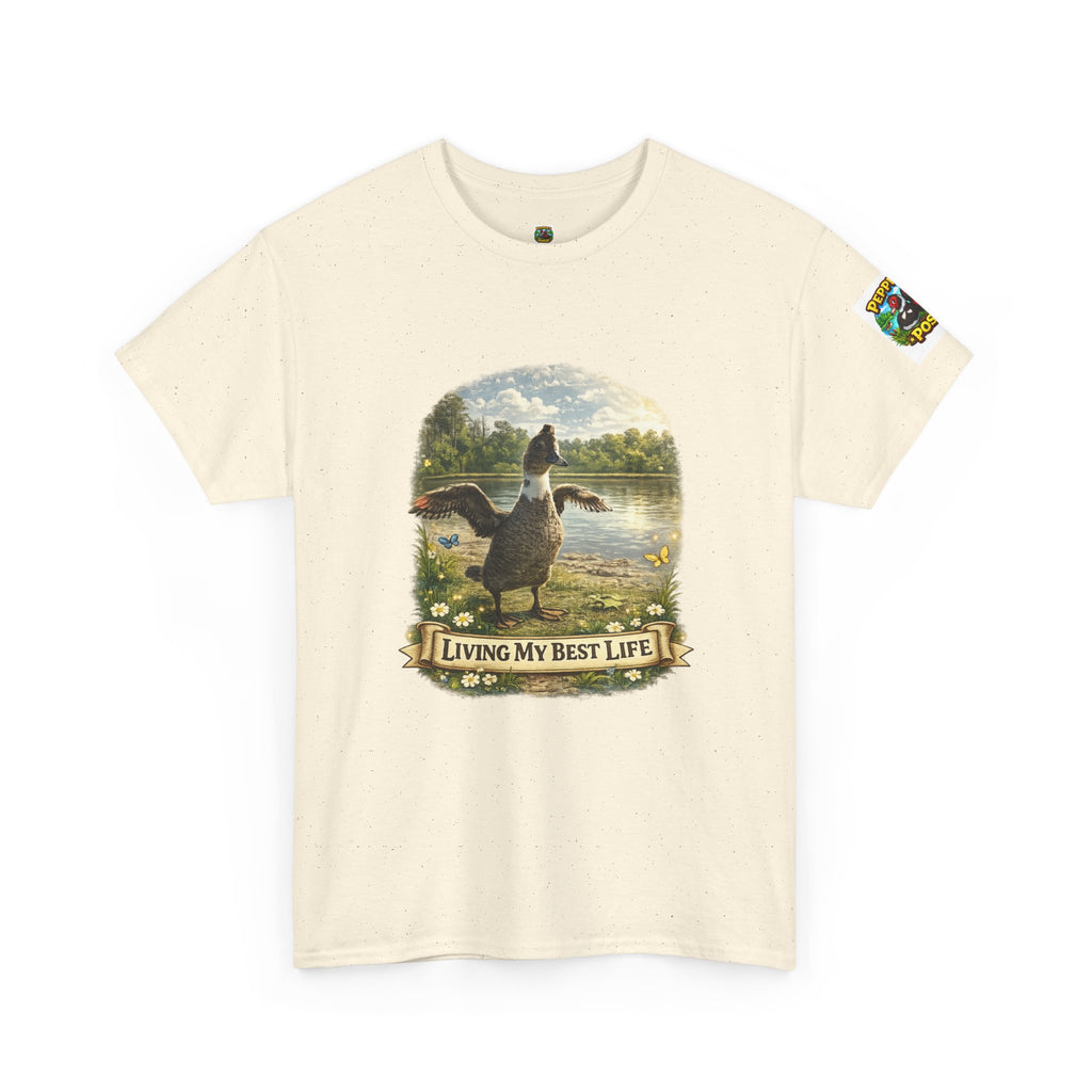 T-Shirt — 'Living My Best Life' Duck Graphic Tee (Nature, Outdoors, Animal Lover)