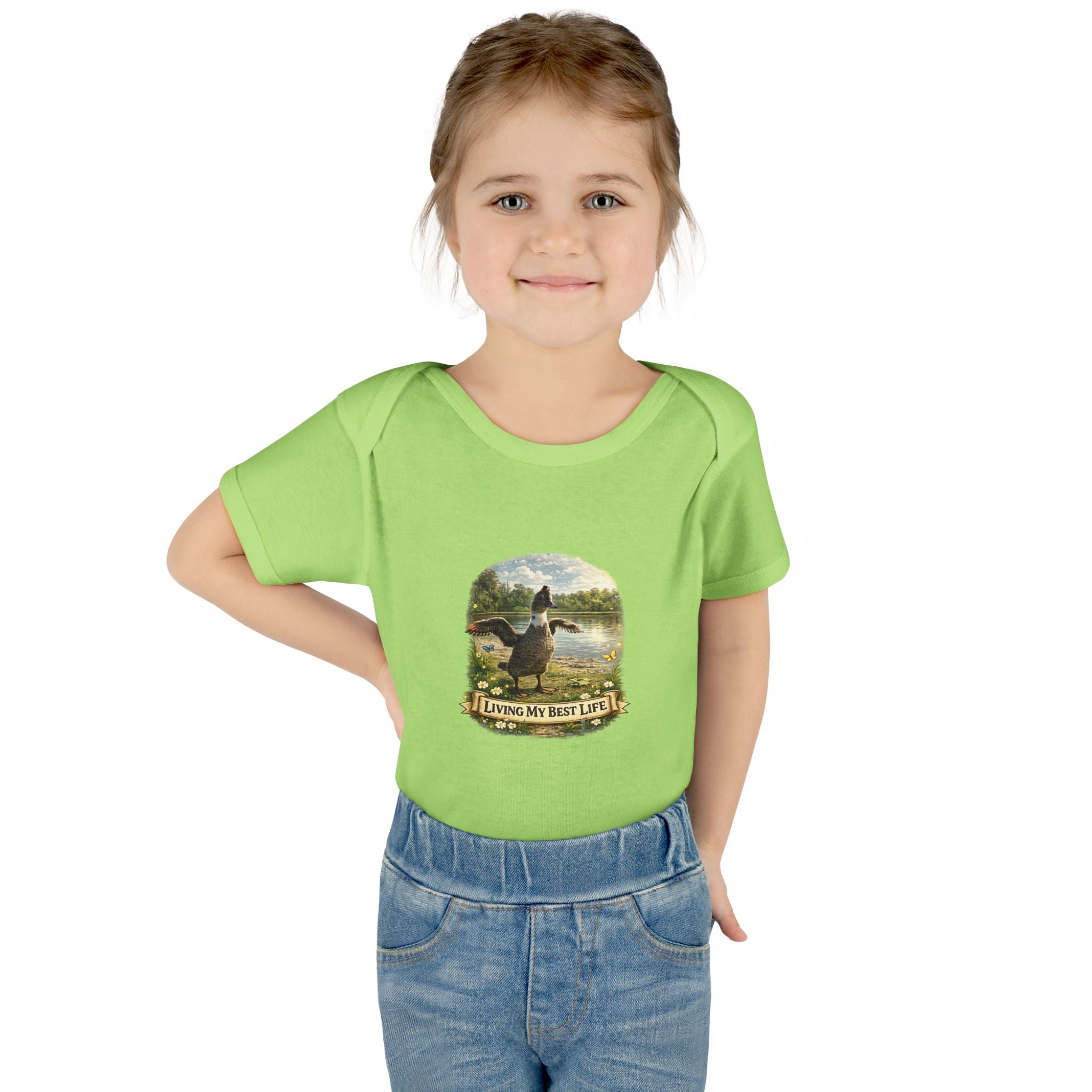 Baby Bodysuit - "Living My Best Life" Duck Nursery Onesie, Cute Outdoor Wildlife Infant Gift