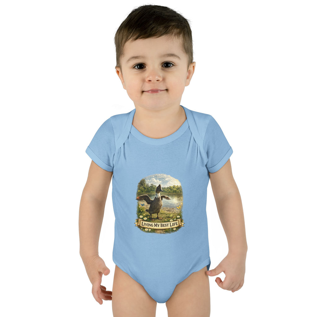 Baby Bodysuit - "Living My Best Life" Duck Nursery Onesie, Cute Outdoor Wildlife Infant Gift
