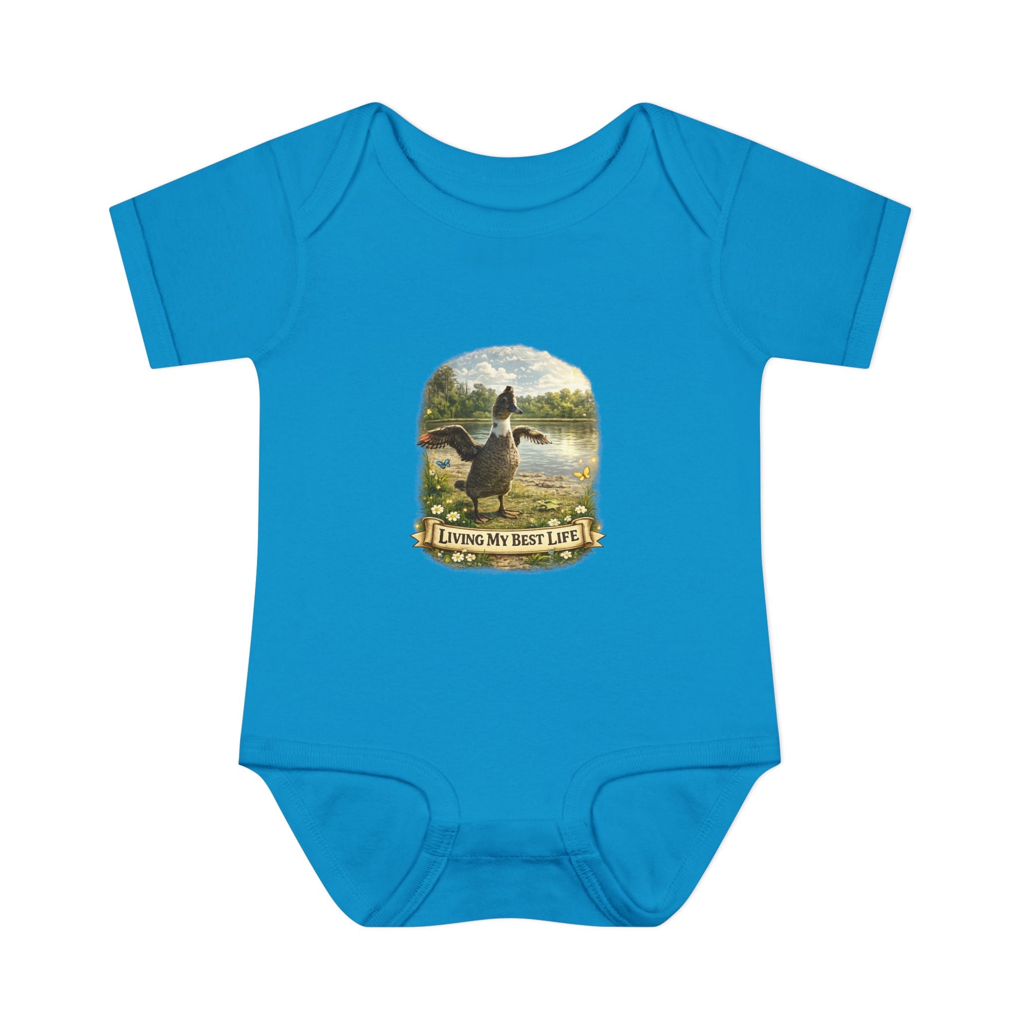 Baby Bodysuit - "Living My Best Life" Duck Nursery Onesie, Cute Outdoor Wildlife Infant Gift