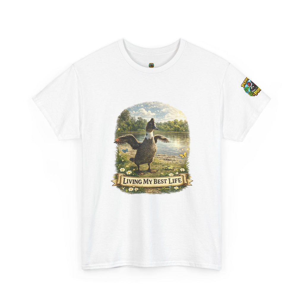 T-Shirt — 'Living My Best Life' Duck Graphic Tee (Nature, Outdoors, Animal Lover)