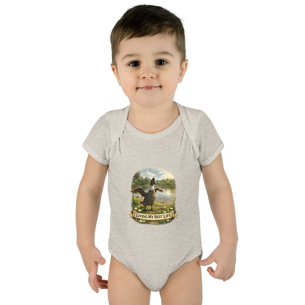 Baby Bodysuit - "Living My Best Life" Duck Nursery Onesie, Cute Outdoor Wildlife Infant Gift