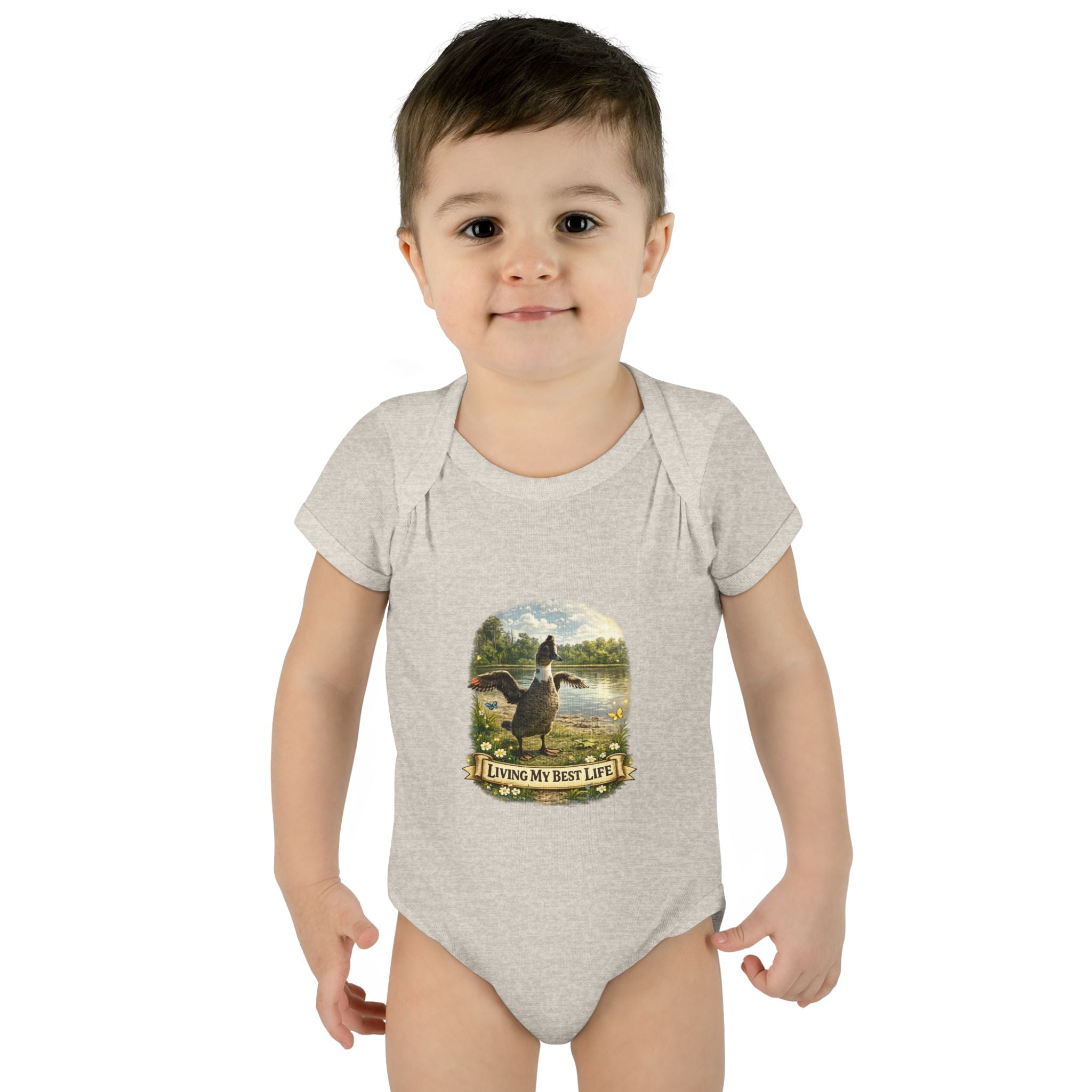 Baby Bodysuit - "Living My Best Life" Duck Nursery Onesie, Cute Outdoor Wildlife Infant Gift