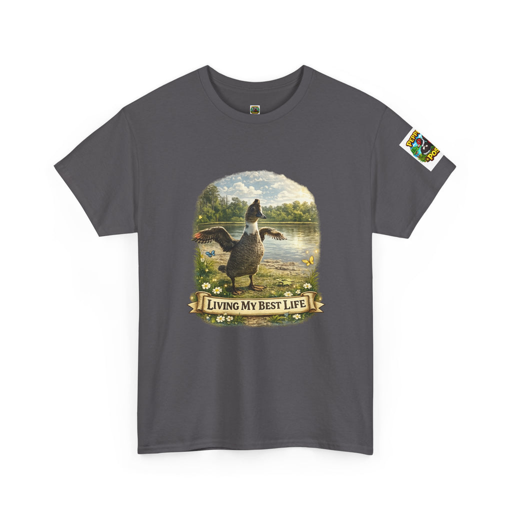 T-Shirt — 'Living My Best Life' Duck Graphic Tee (Nature, Outdoors, Animal Lover)