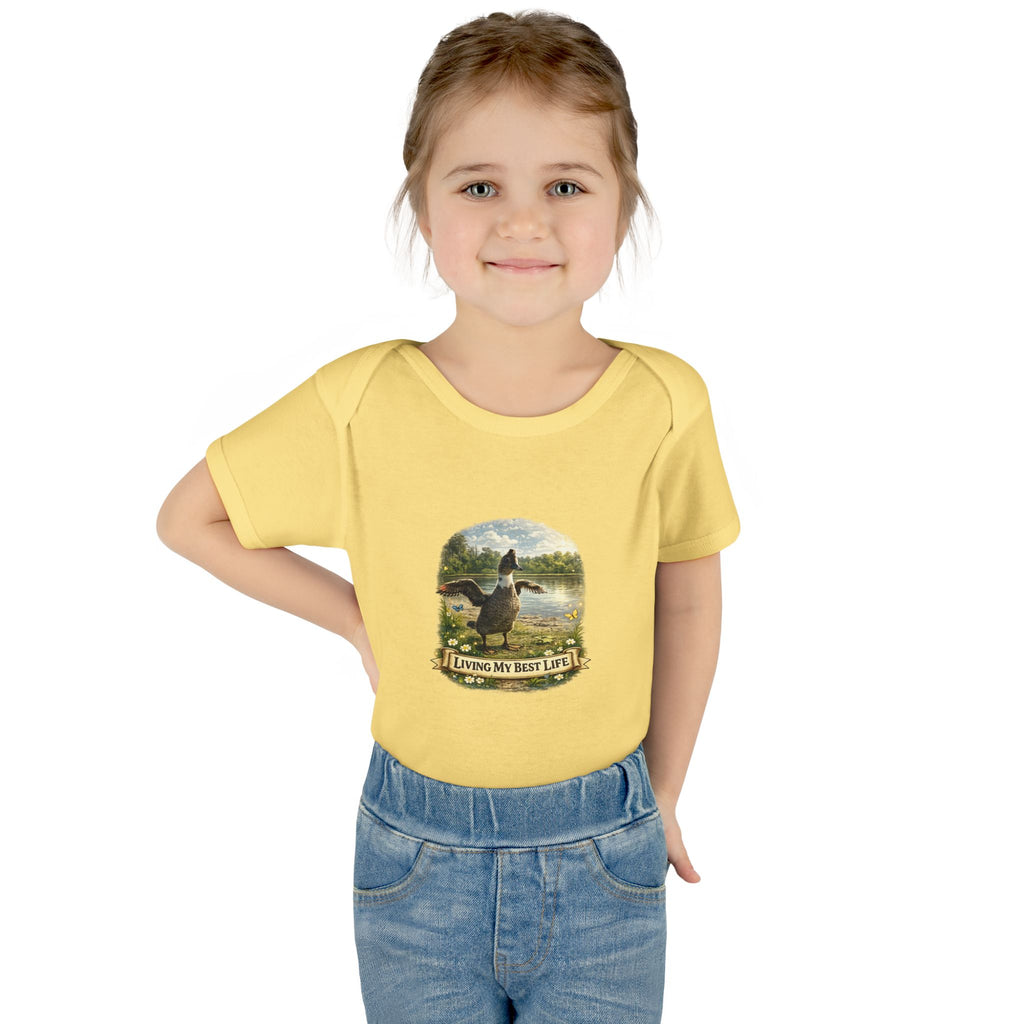 Baby Bodysuit - "Living My Best Life" Duck Nursery Onesie, Cute Outdoor Wildlife Infant Gift