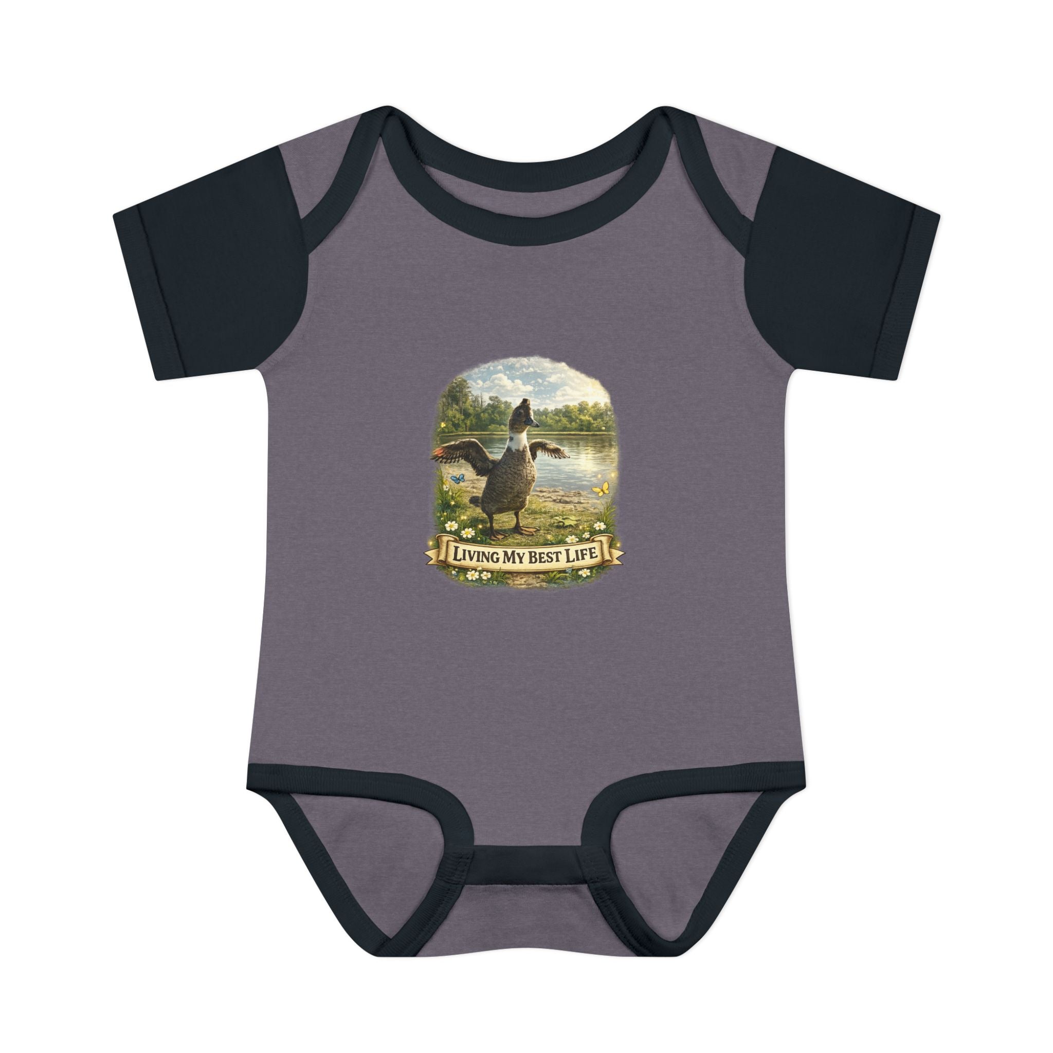 Baby Bodysuit - "Living My Best Life" Duck Nursery Onesie, Cute Outdoor Wildlife Infant Gift