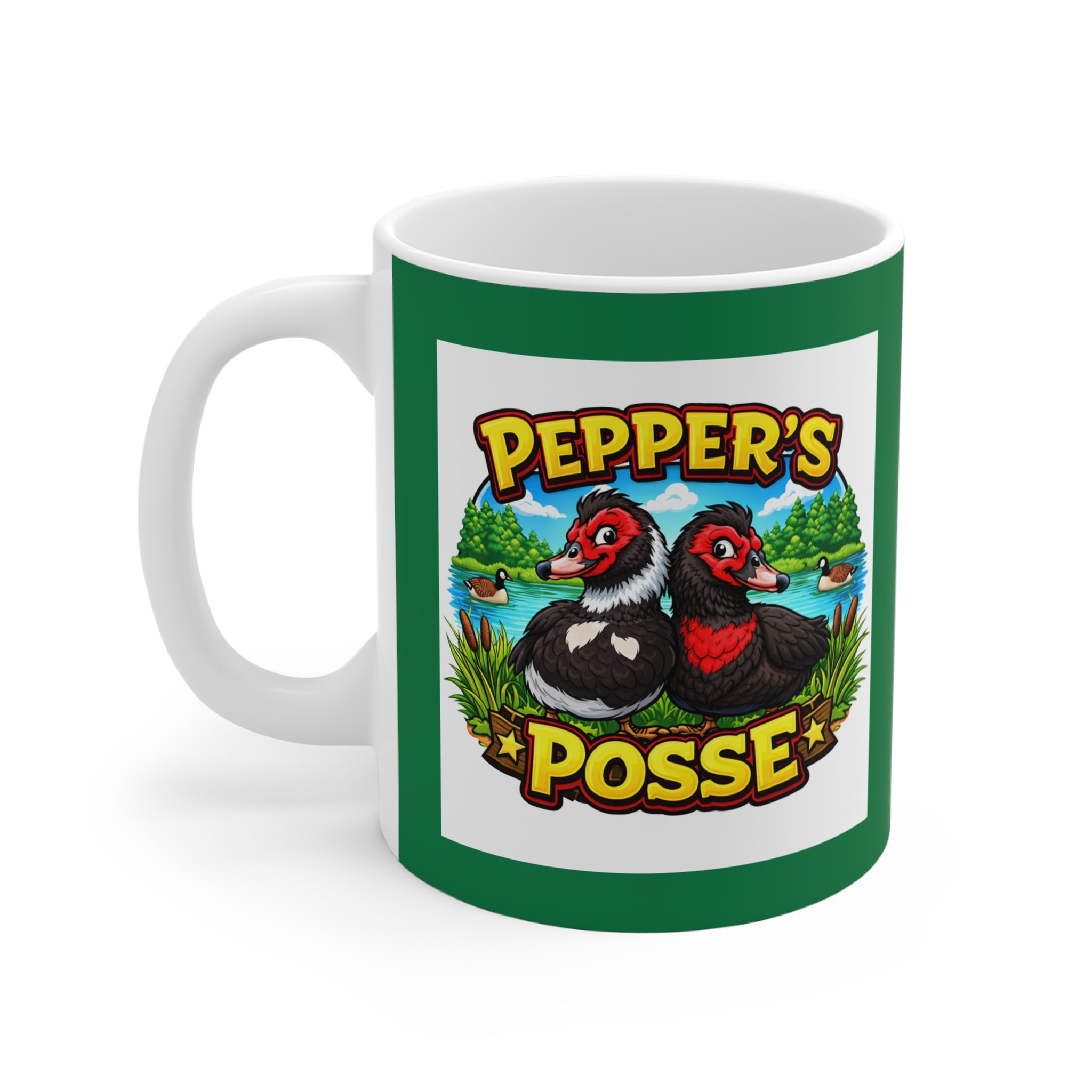 Respect the Duck, Pepper's Posse Duck Mug — Cute Waterfowl Coffee Cup (11 oz)
