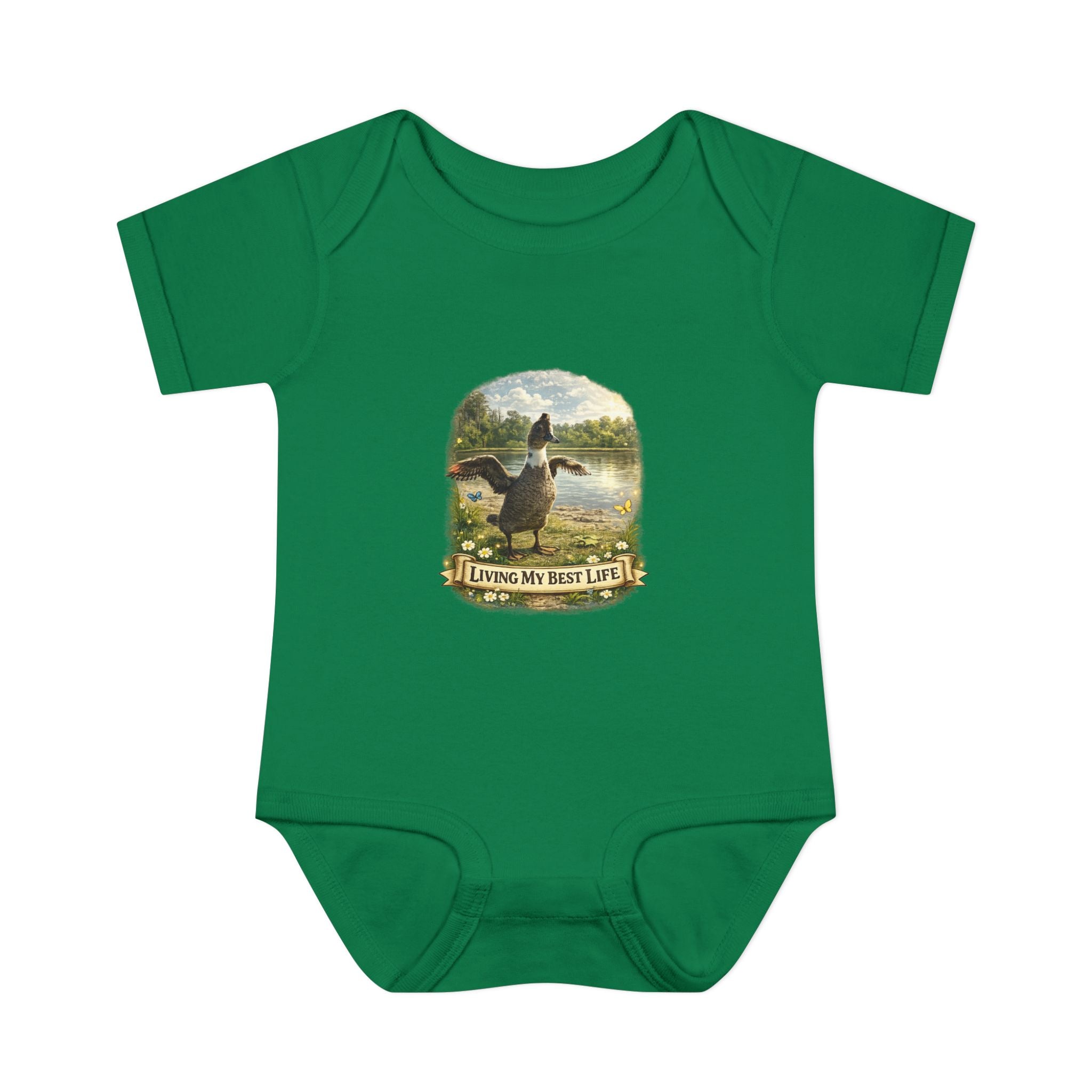 Baby Bodysuit - "Living My Best Life" Duck Nursery Onesie, Cute Outdoor Wildlife Infant Gift