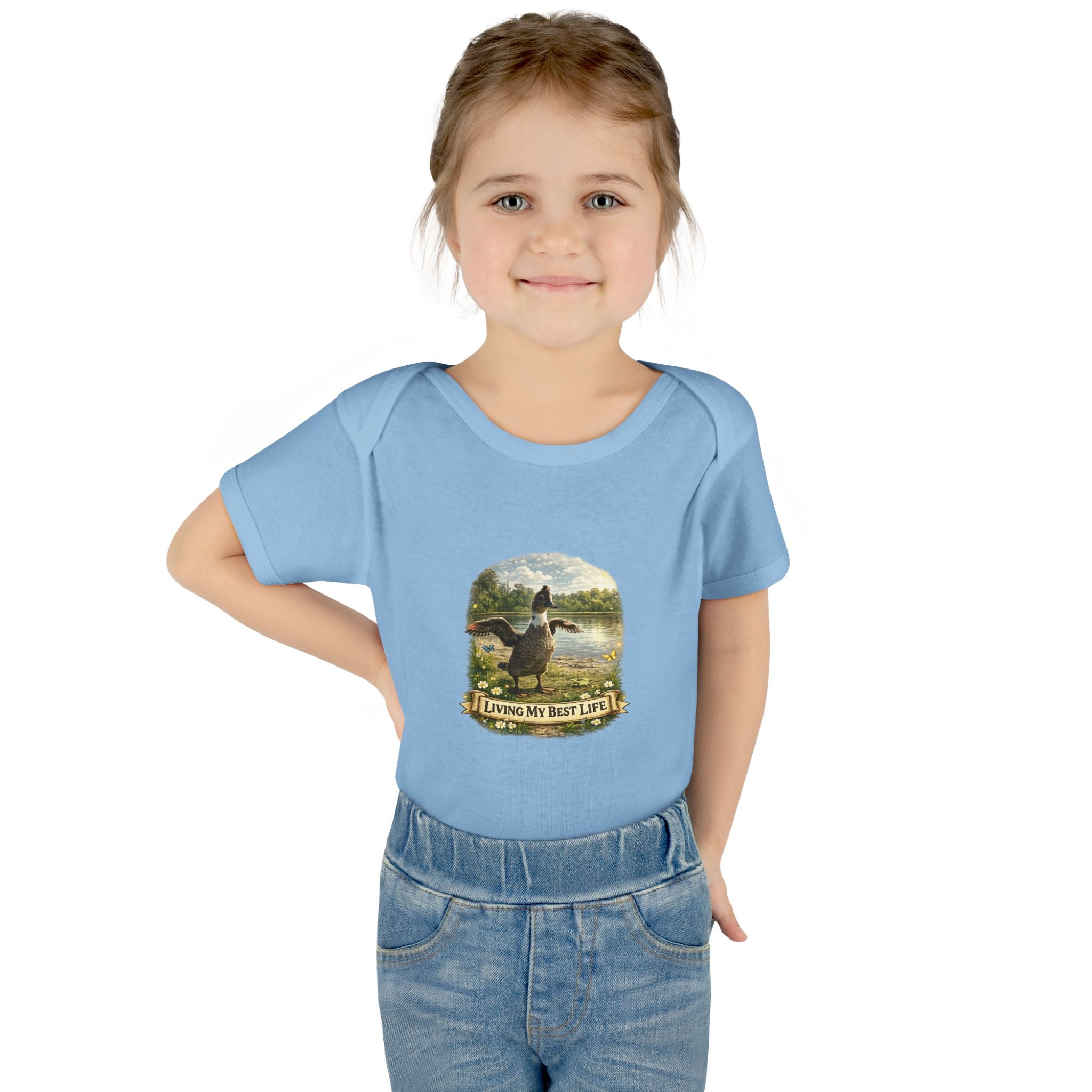 Baby Bodysuit - "Living My Best Life" Duck Nursery Onesie, Cute Outdoor Wildlife Infant Gift