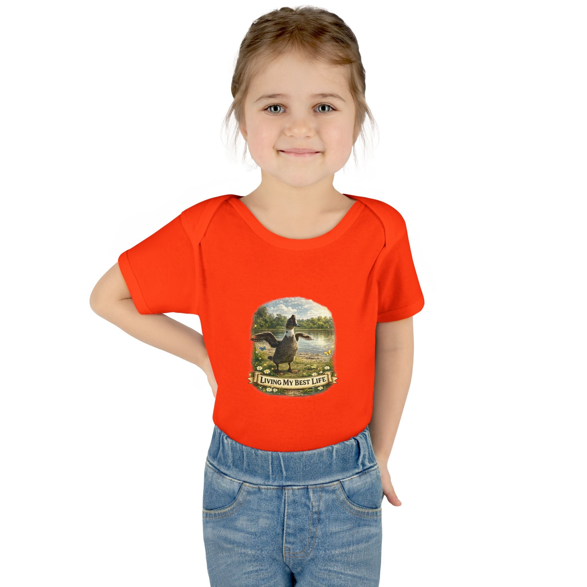 Baby Bodysuit - "Living My Best Life" Duck Nursery Onesie, Cute Outdoor Wildlife Infant Gift
