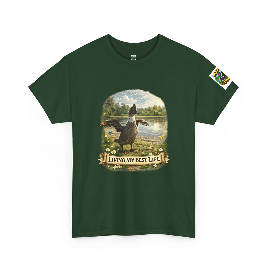 T-Shirt — 'Living My Best Life' Duck Graphic Tee (Nature, Outdoors, Animal Lover)
