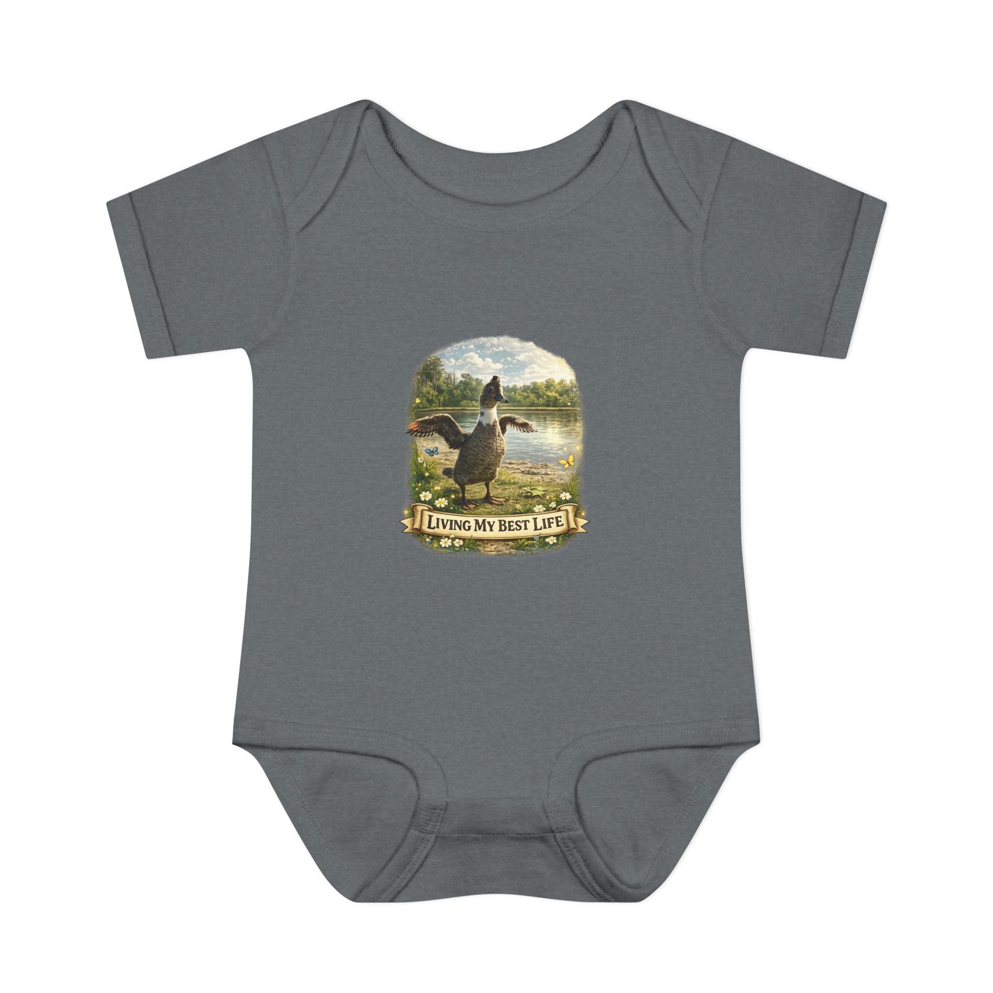 Baby Bodysuit - "Living My Best Life" Duck Nursery Onesie, Cute Outdoor Wildlife Infant Gift