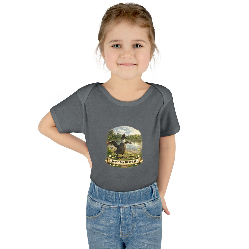 Baby Bodysuit - "Living My Best Life" Duck Nursery Onesie, Cute Outdoor Wildlife Infant Gift