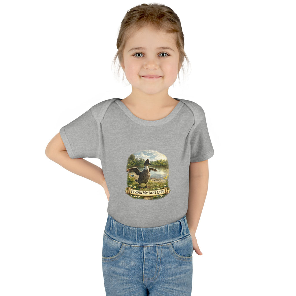 Baby Bodysuit - "Living My Best Life" Duck Nursery Onesie, Cute Outdoor Wildlife Infant Gift