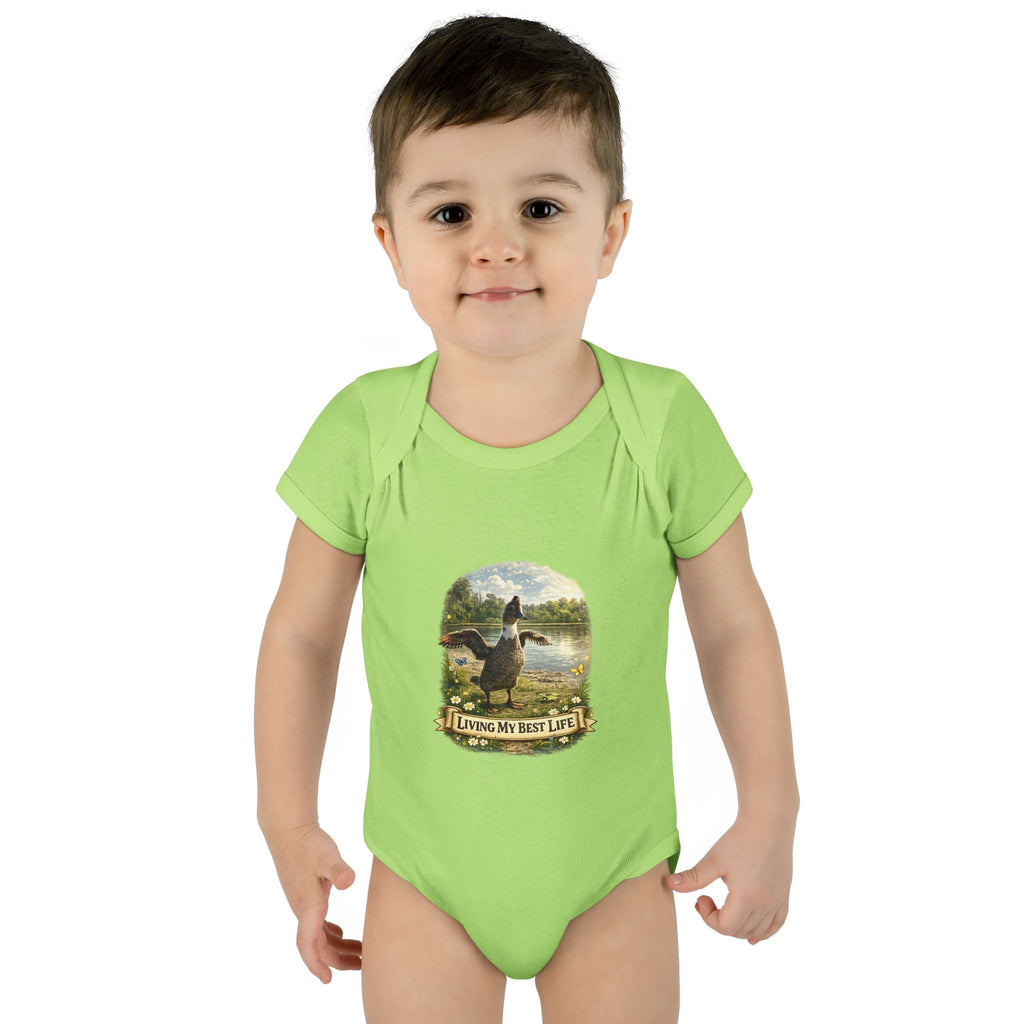 Baby Bodysuit - "Living My Best Life" Duck Nursery Onesie, Cute Outdoor Wildlife Infant Gift