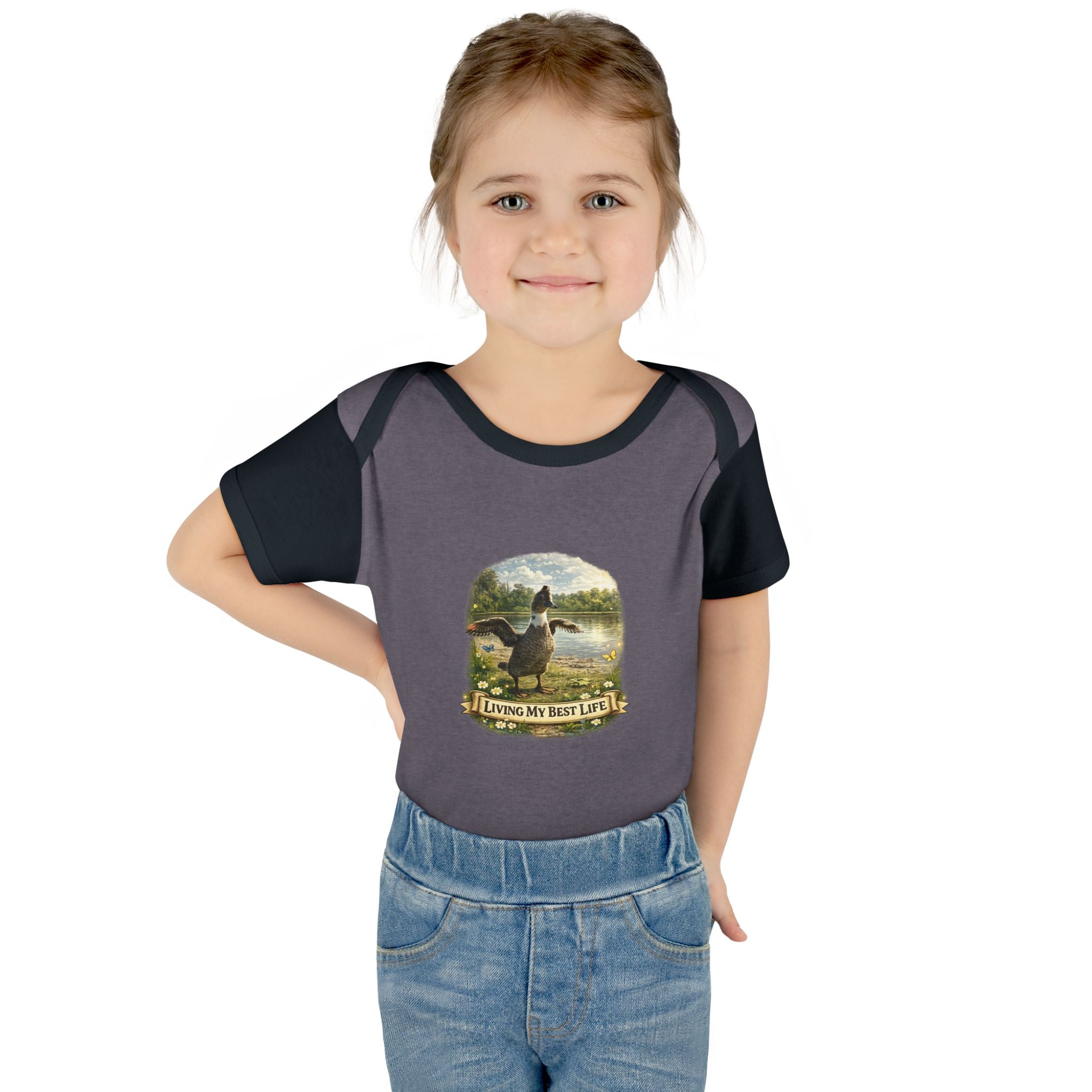 Baby Bodysuit - "Living My Best Life" Duck Nursery Onesie, Cute Outdoor Wildlife Infant Gift