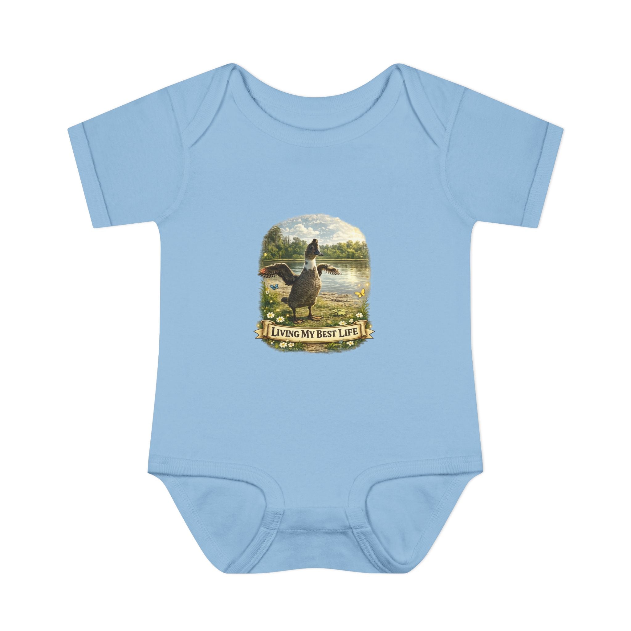 Baby Bodysuit - "Living My Best Life" Duck Nursery Onesie, Cute Outdoor Wildlife Infant Gift
