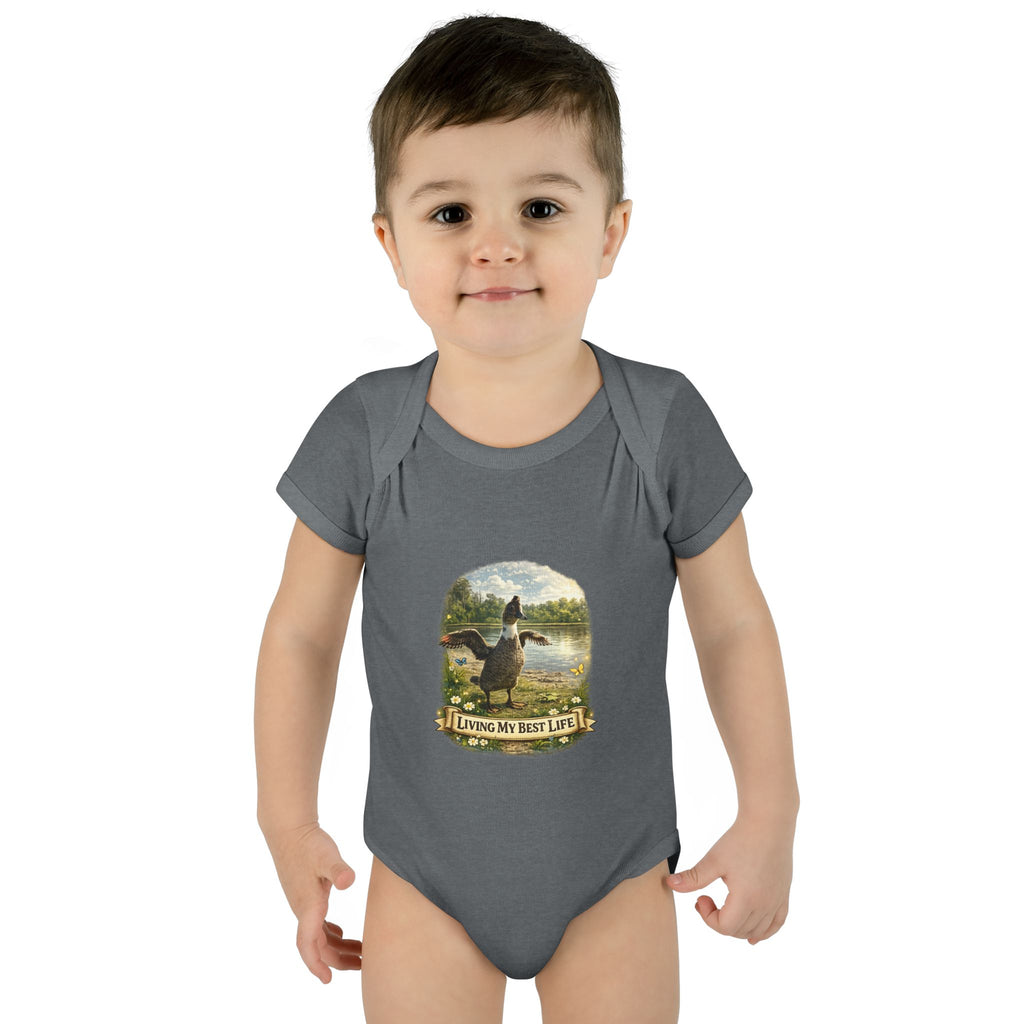 Baby Bodysuit - "Living My Best Life" Duck Nursery Onesie, Cute Outdoor Wildlife Infant Gift