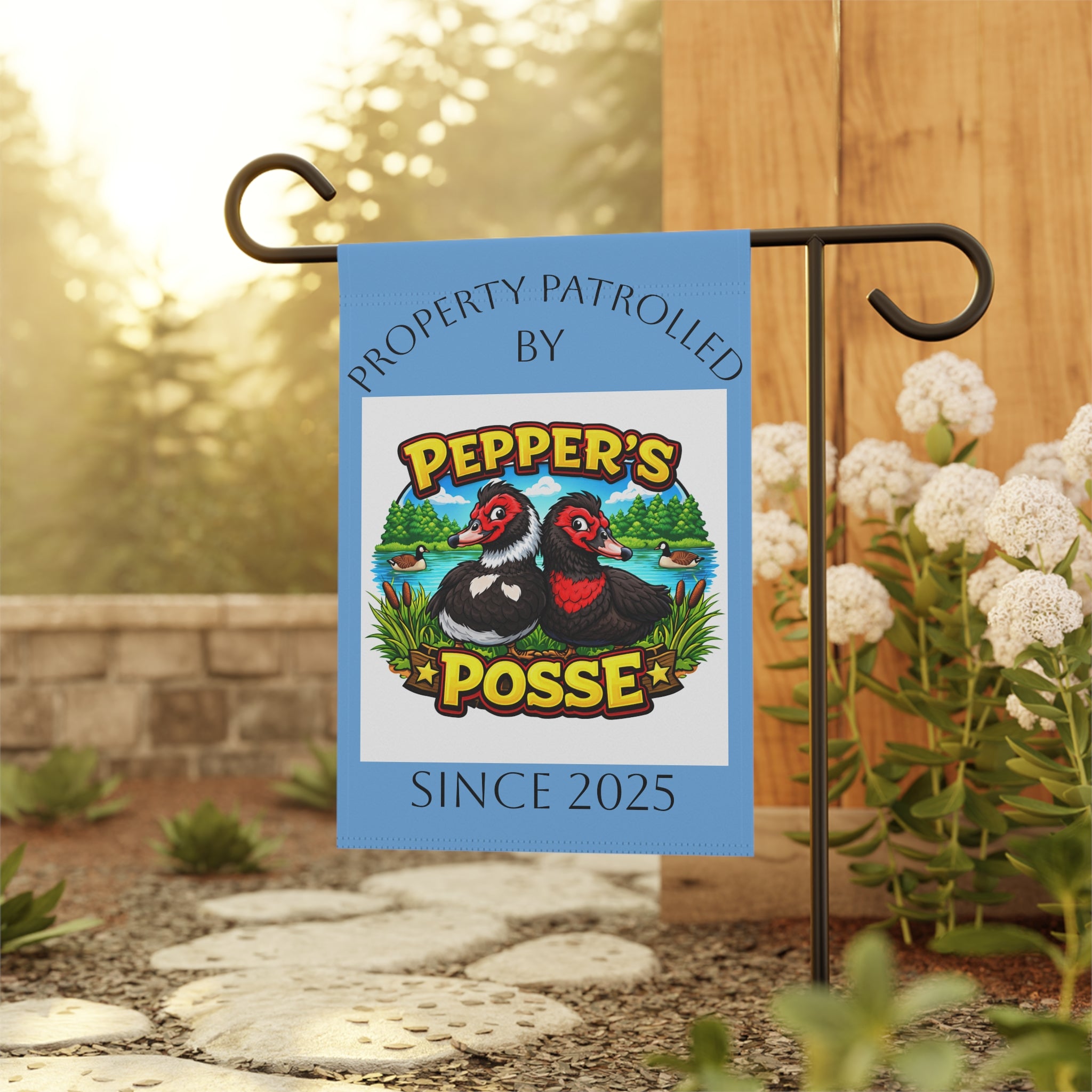 Pepper's Posse Garden Flag – 'Property Patrolled' Personalized Yard Banner (Since 2025)