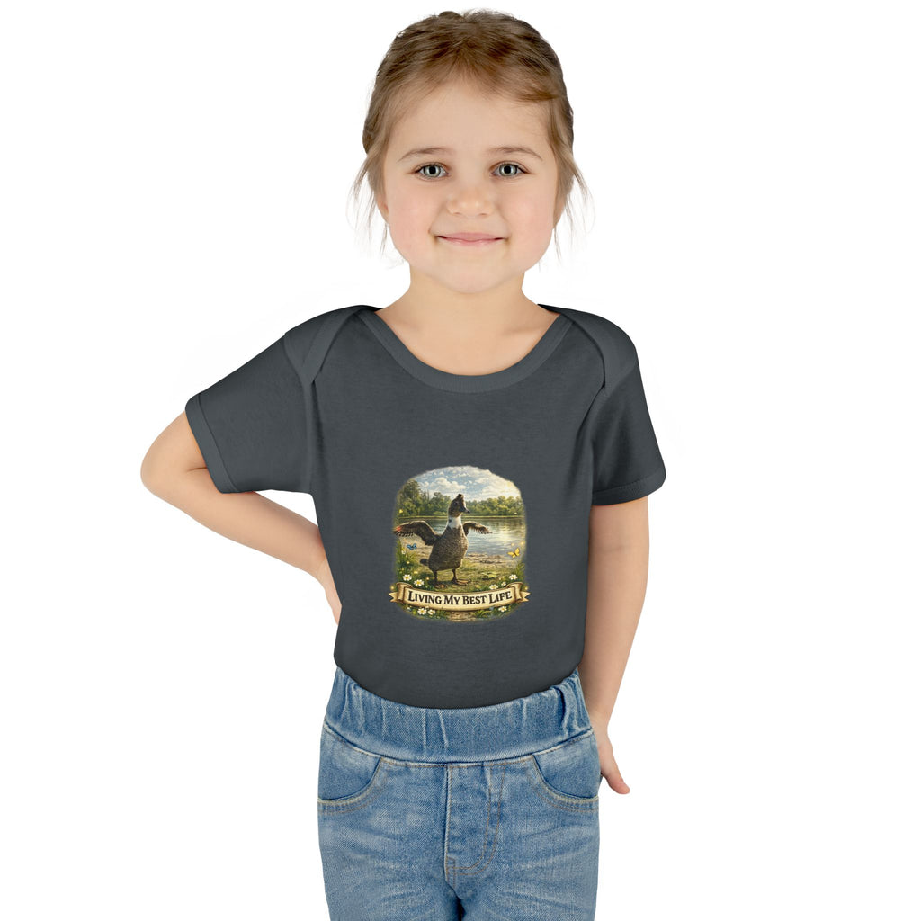 Baby Bodysuit - "Living My Best Life" Duck Nursery Onesie, Cute Outdoor Wildlife Infant Gift