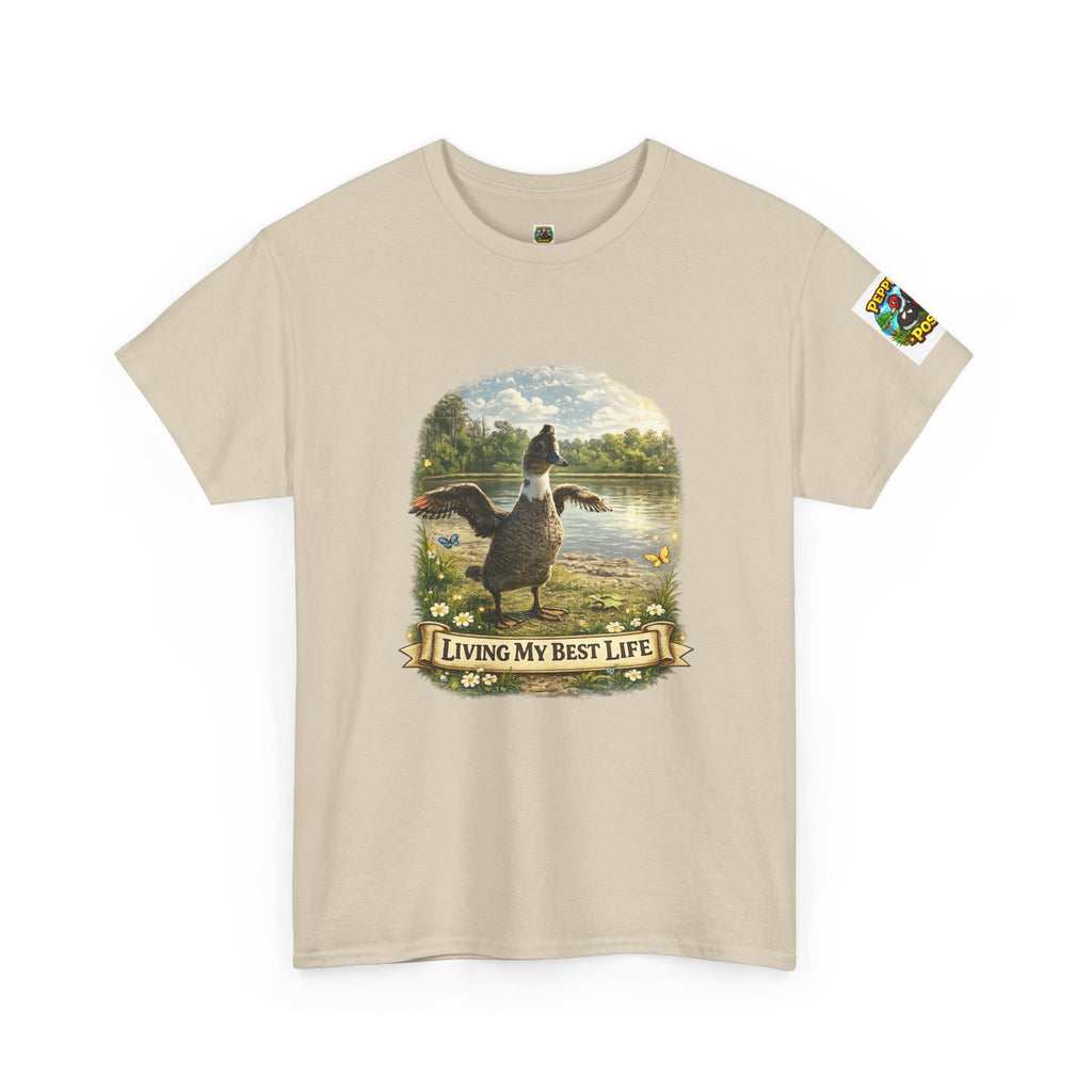 T-Shirt — 'Living My Best Life' Duck Graphic Tee (Nature, Outdoors, Animal Lover)