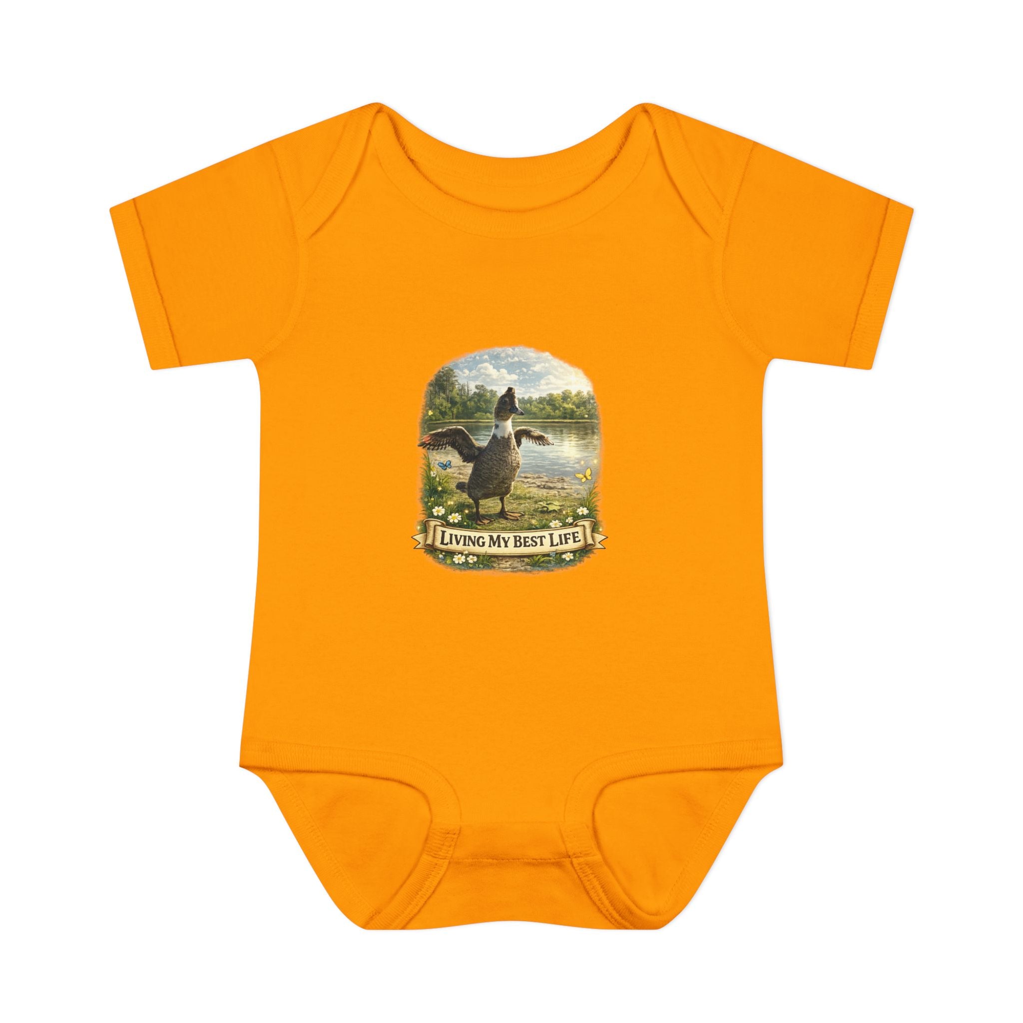 Baby Bodysuit - "Living My Best Life" Duck Nursery Onesie, Cute Outdoor Wildlife Infant Gift